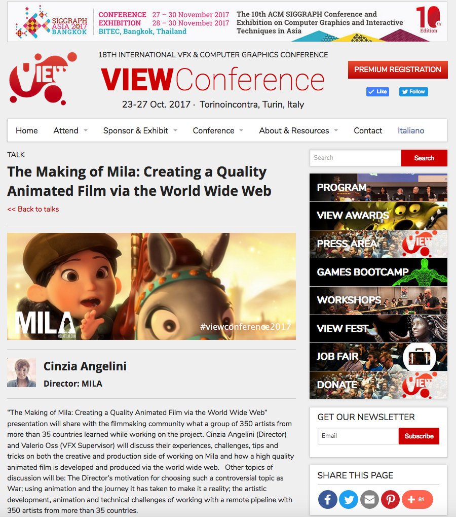 The Making of Mila @ The View Conference October 23-27 in Torino, Italy